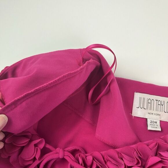Vintage Julian Taylor Ruffled Shrug Cardigan Top 20W Hot Pink Feminine Open - Picture 13 of 13